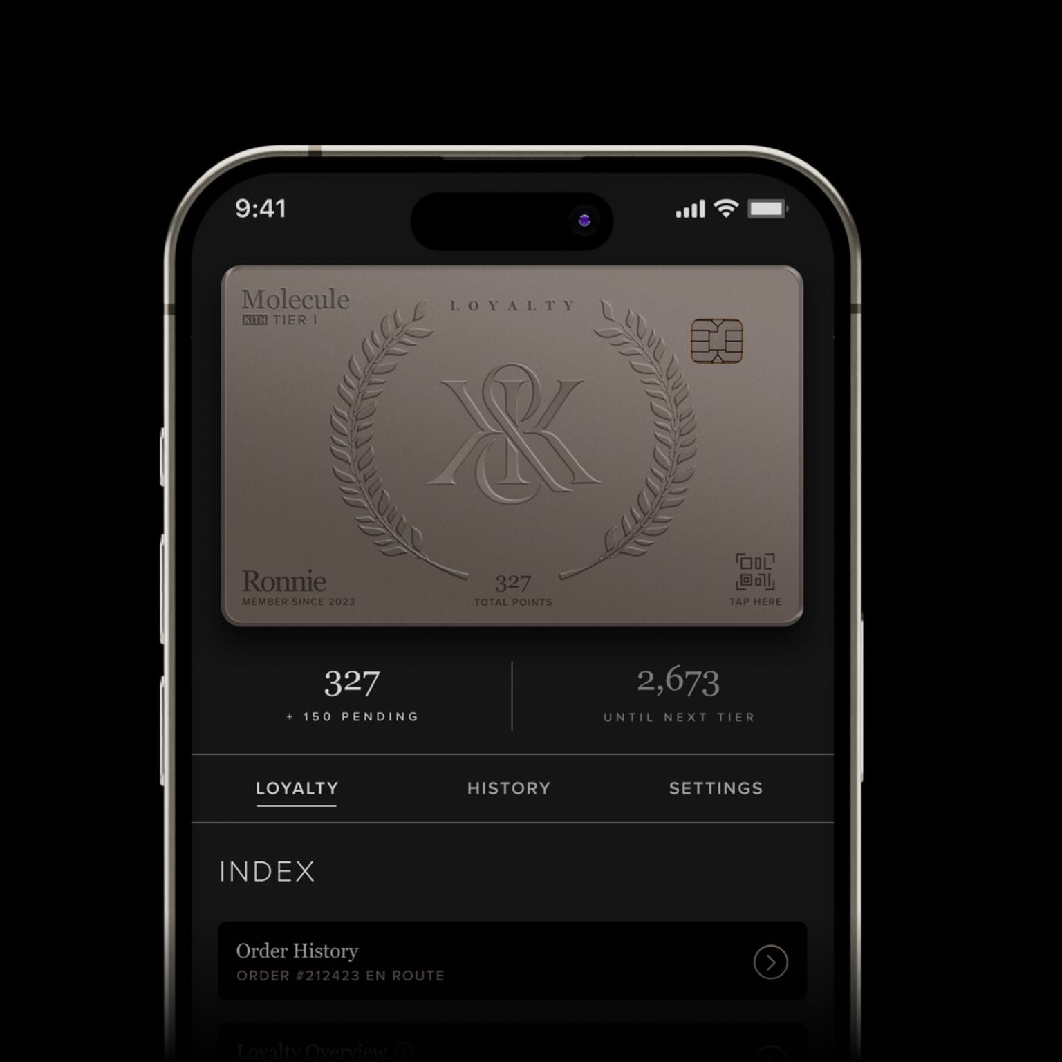 A preview of the sleek new interface for the KITH loyalty program